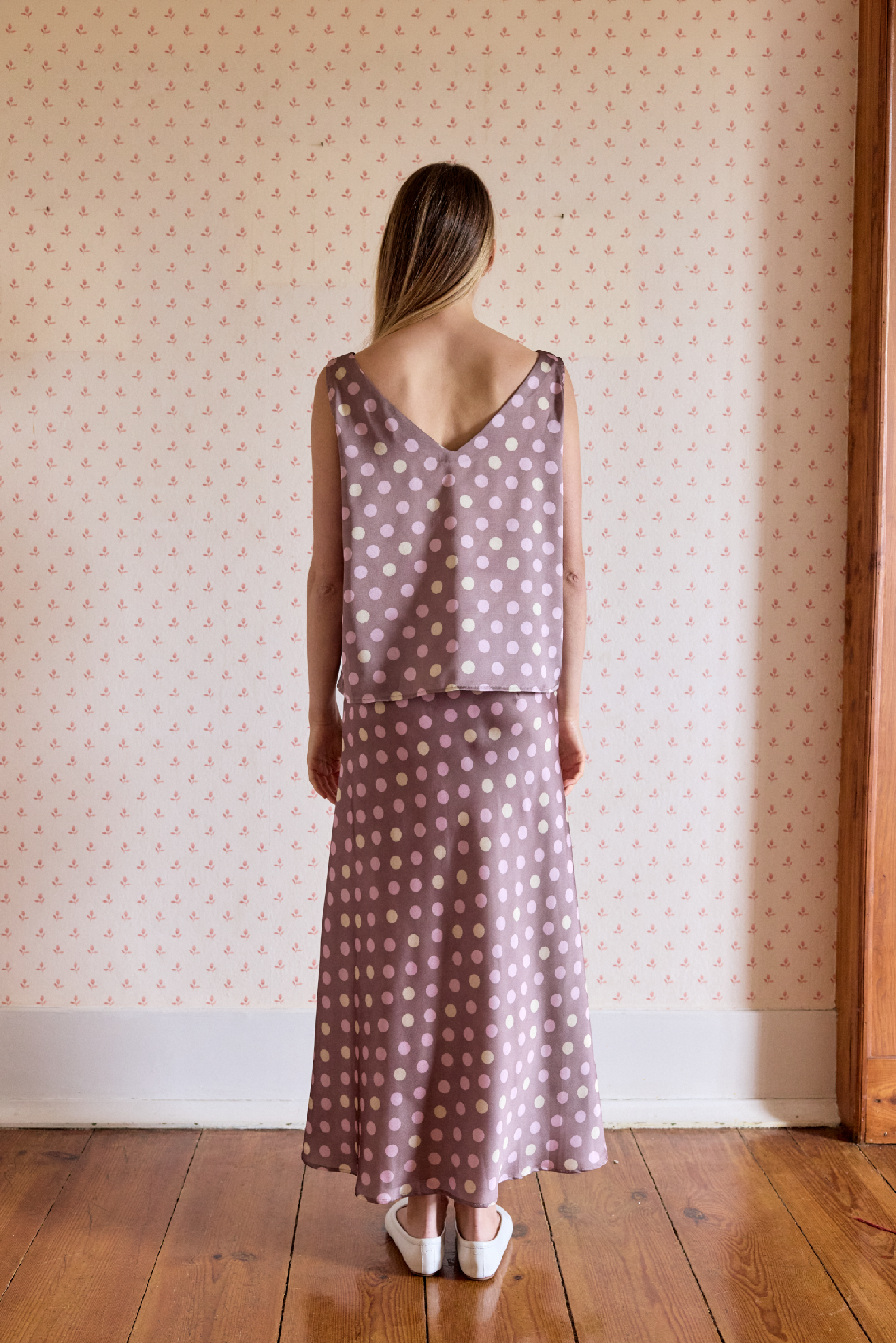 Top Alças com Atilhos Polka Dots