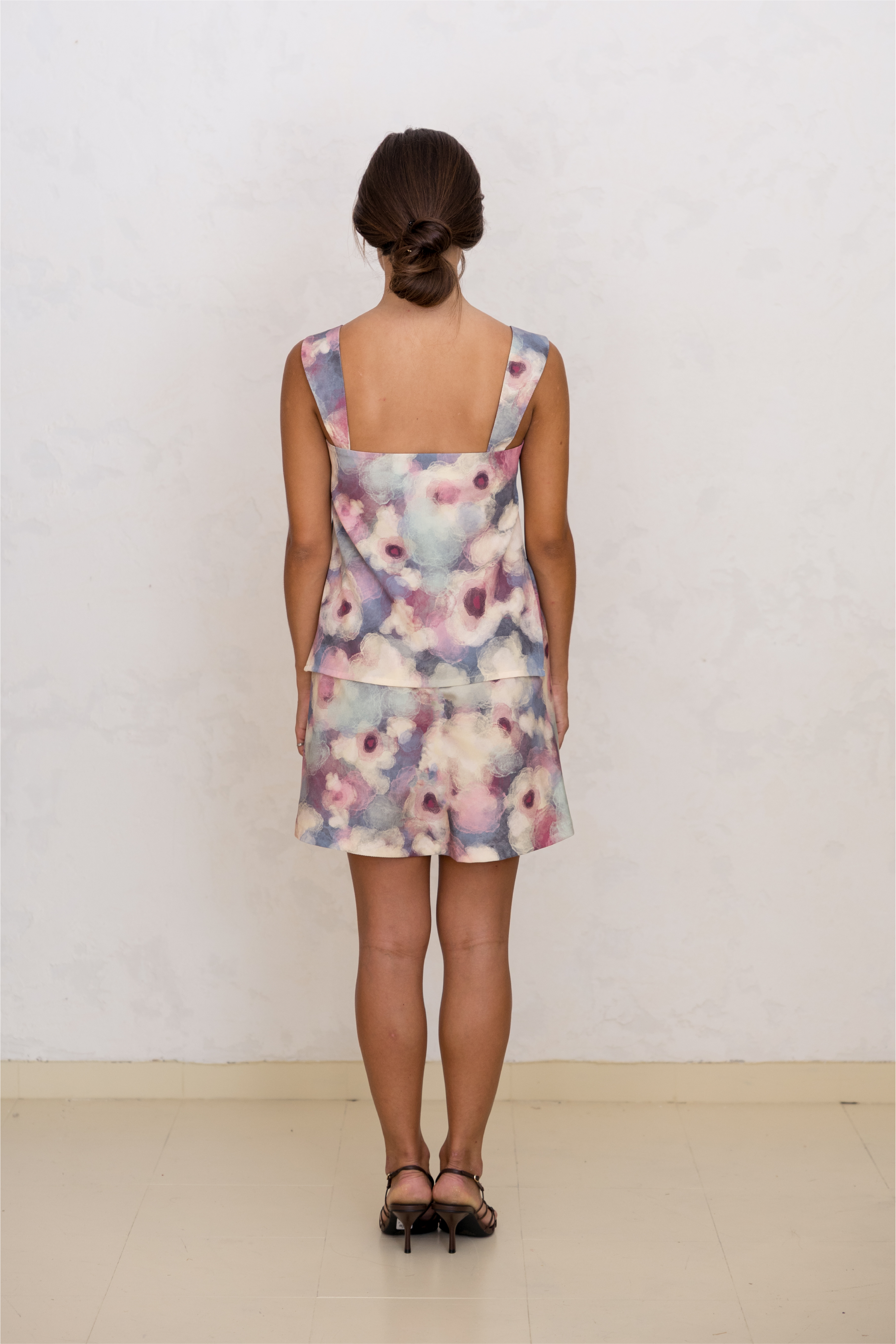 Strapless Pleated Dress Floral