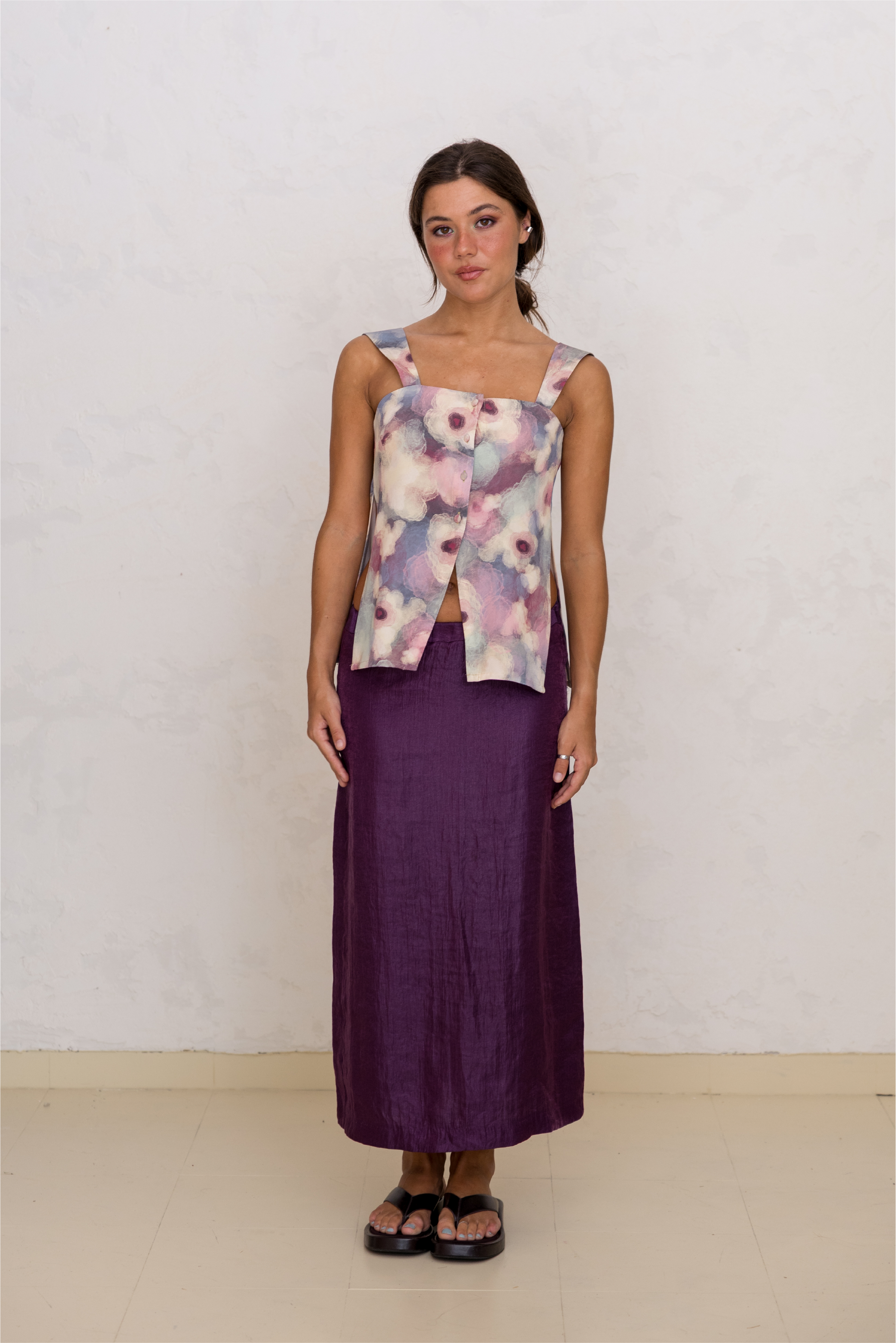 Strapless Pleated Dress Floral