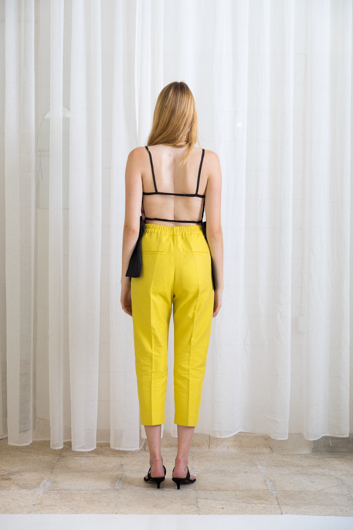 Top Laços Xadrez Rosa e Amarelo
