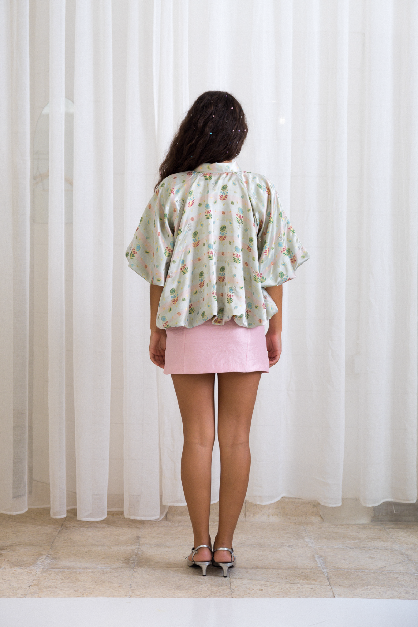Camisa Balão Bordada Padrão Chinês