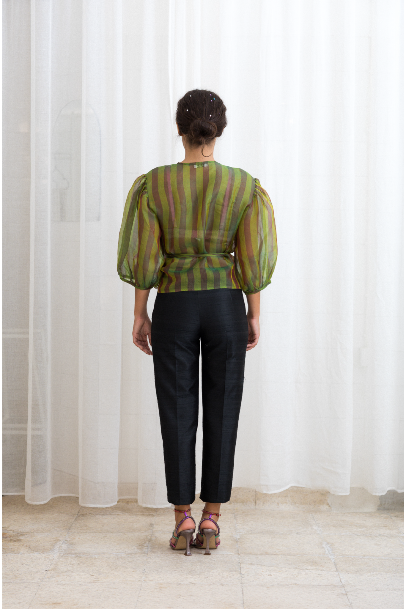 Camisa Bailarina Verde e Beringela