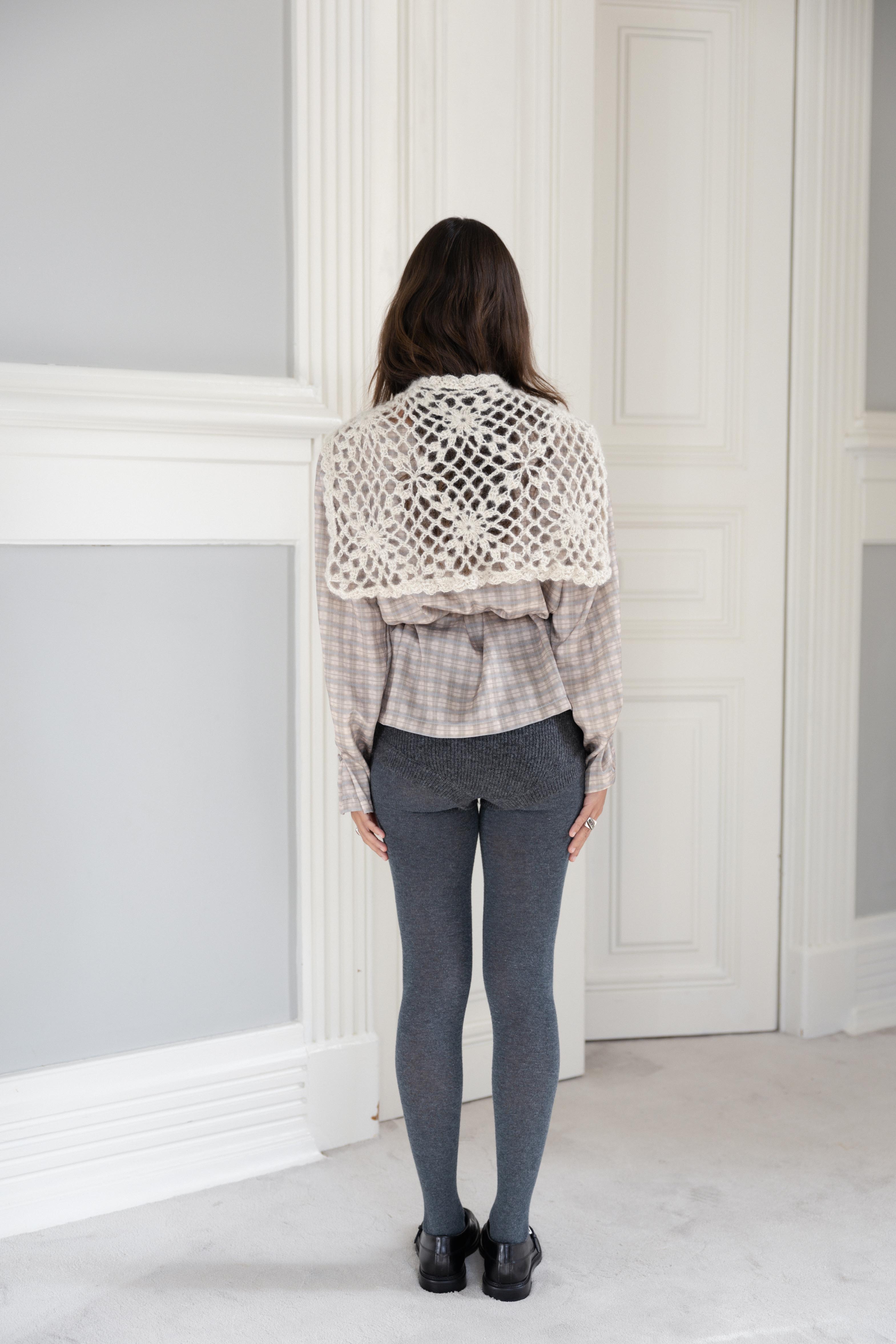 Round-Collar Shirt Green and Pink Tartan