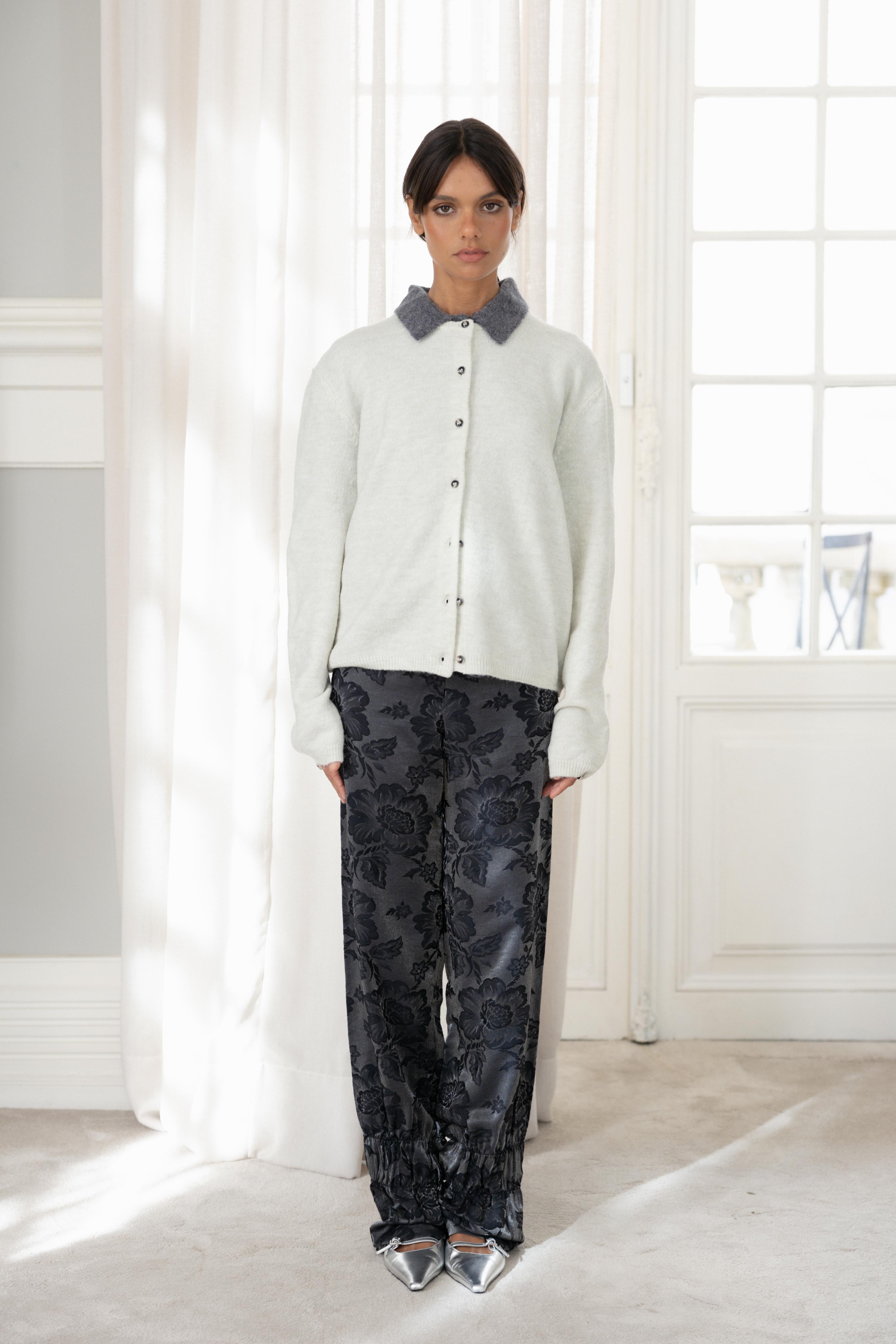 Shirred Trousers Black Floral