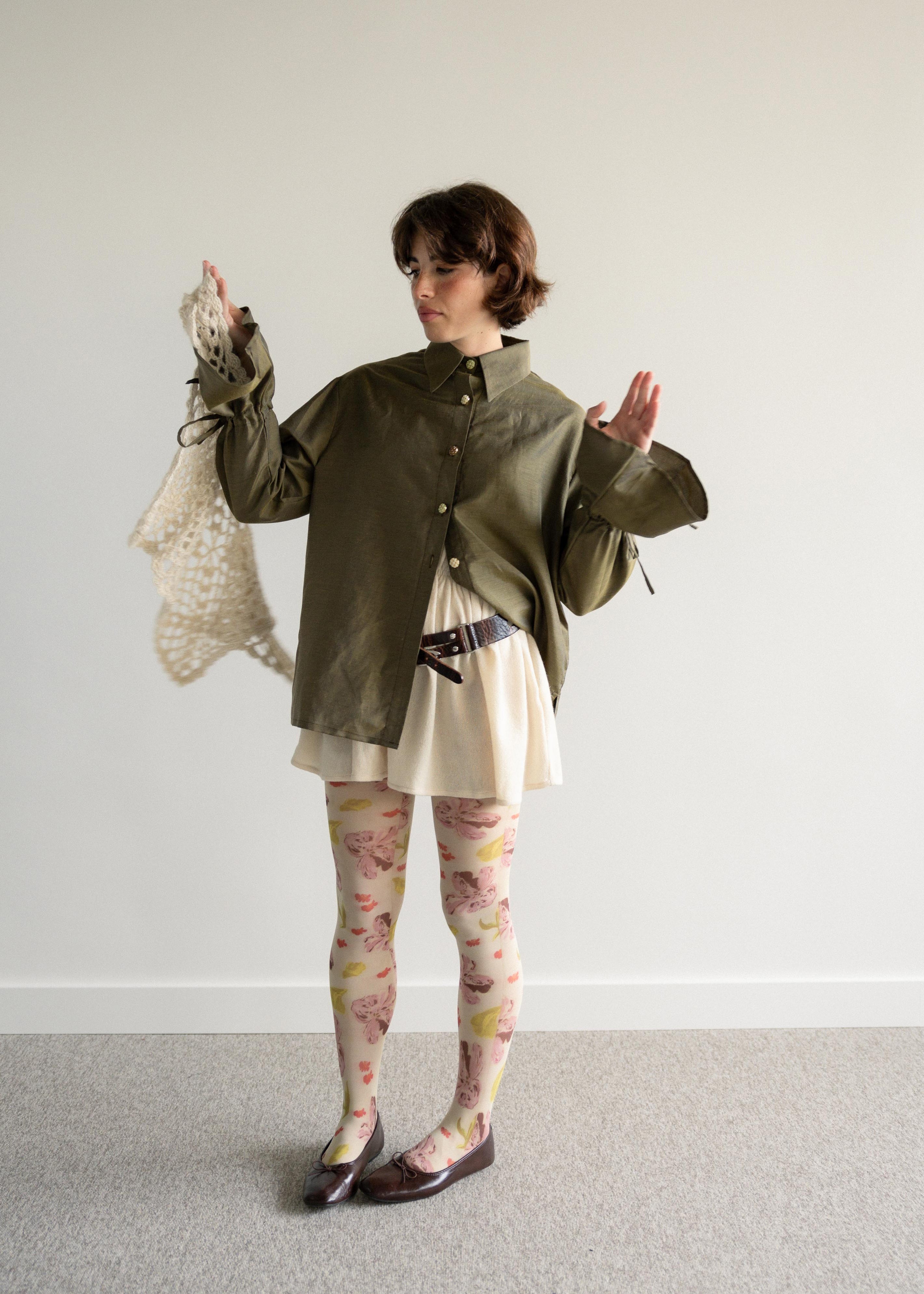 Camisa Mangas com Atilhos Terra