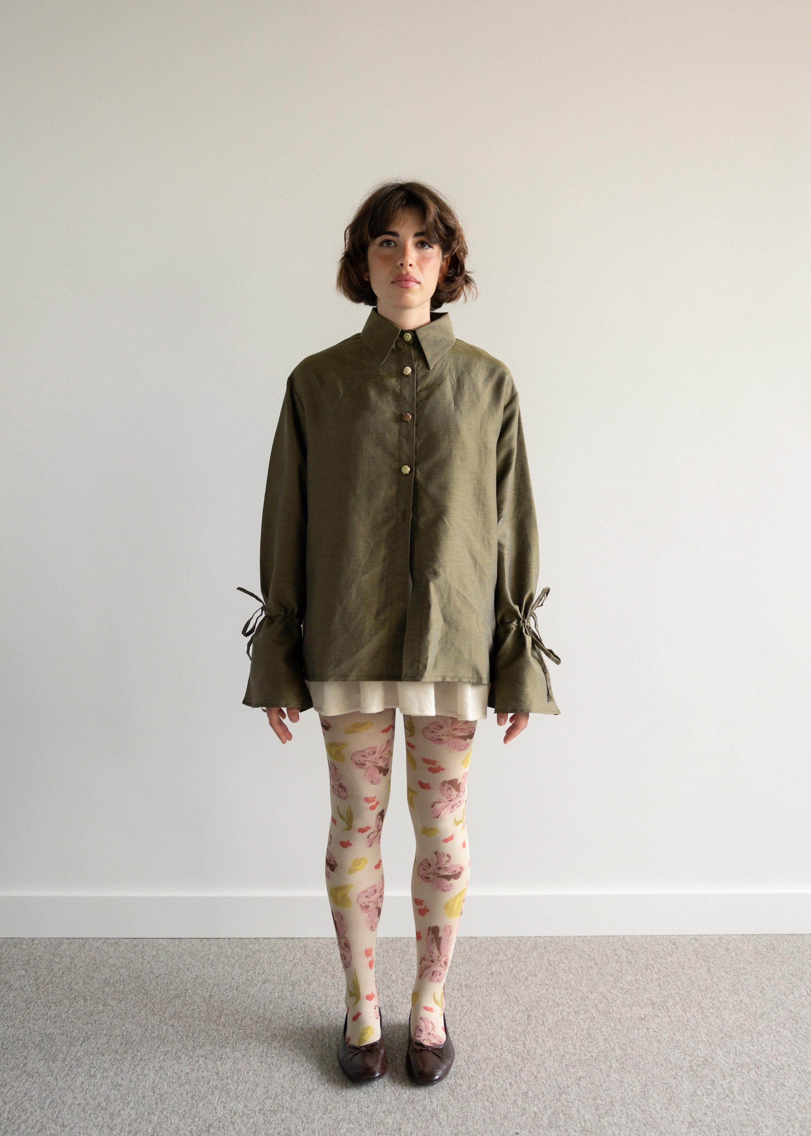 Camisa Mangas com Atilhos Terra