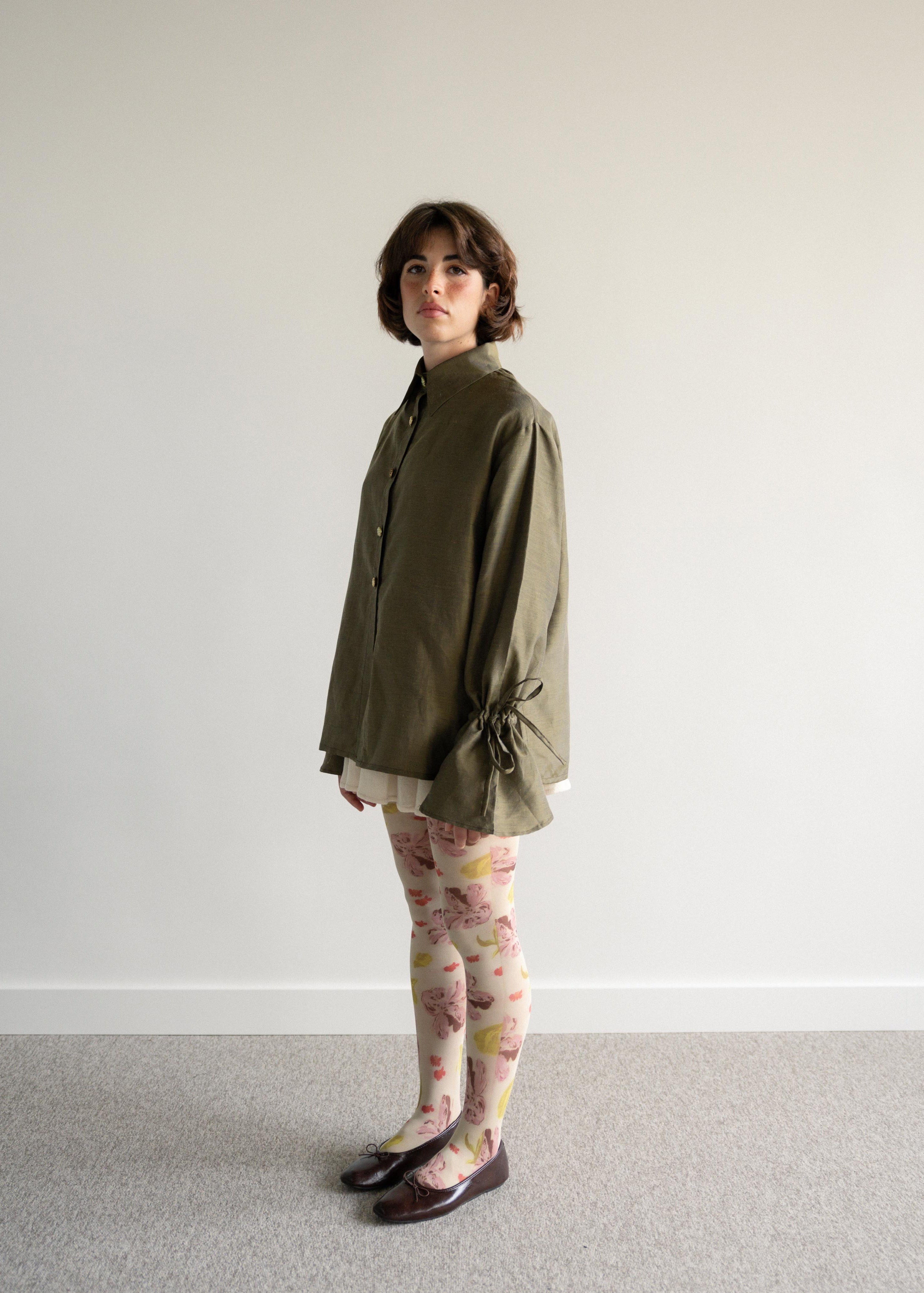 Camisa Mangas com Atilhos Terra