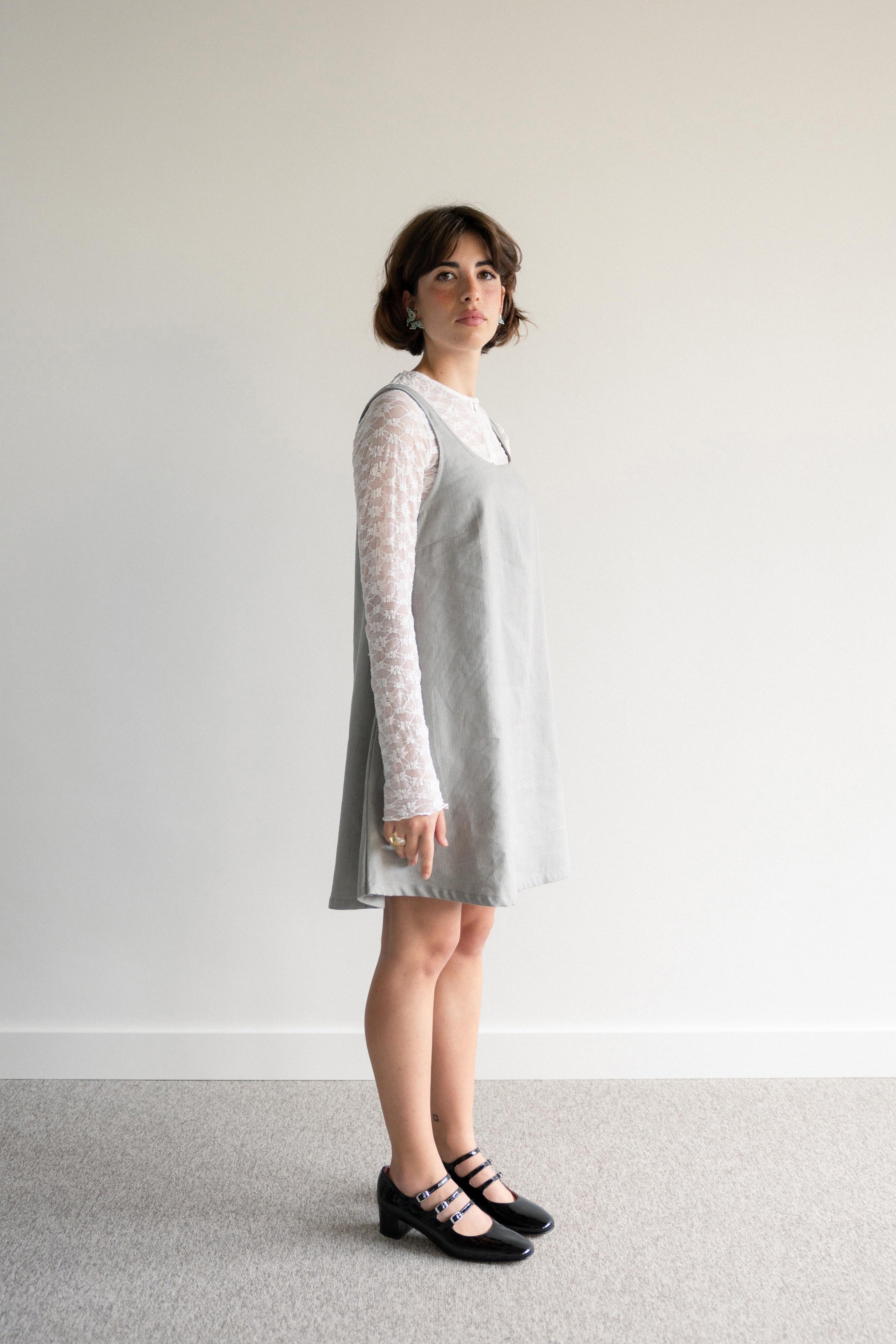 Vestido Curto Evasé Fazenda Cinza