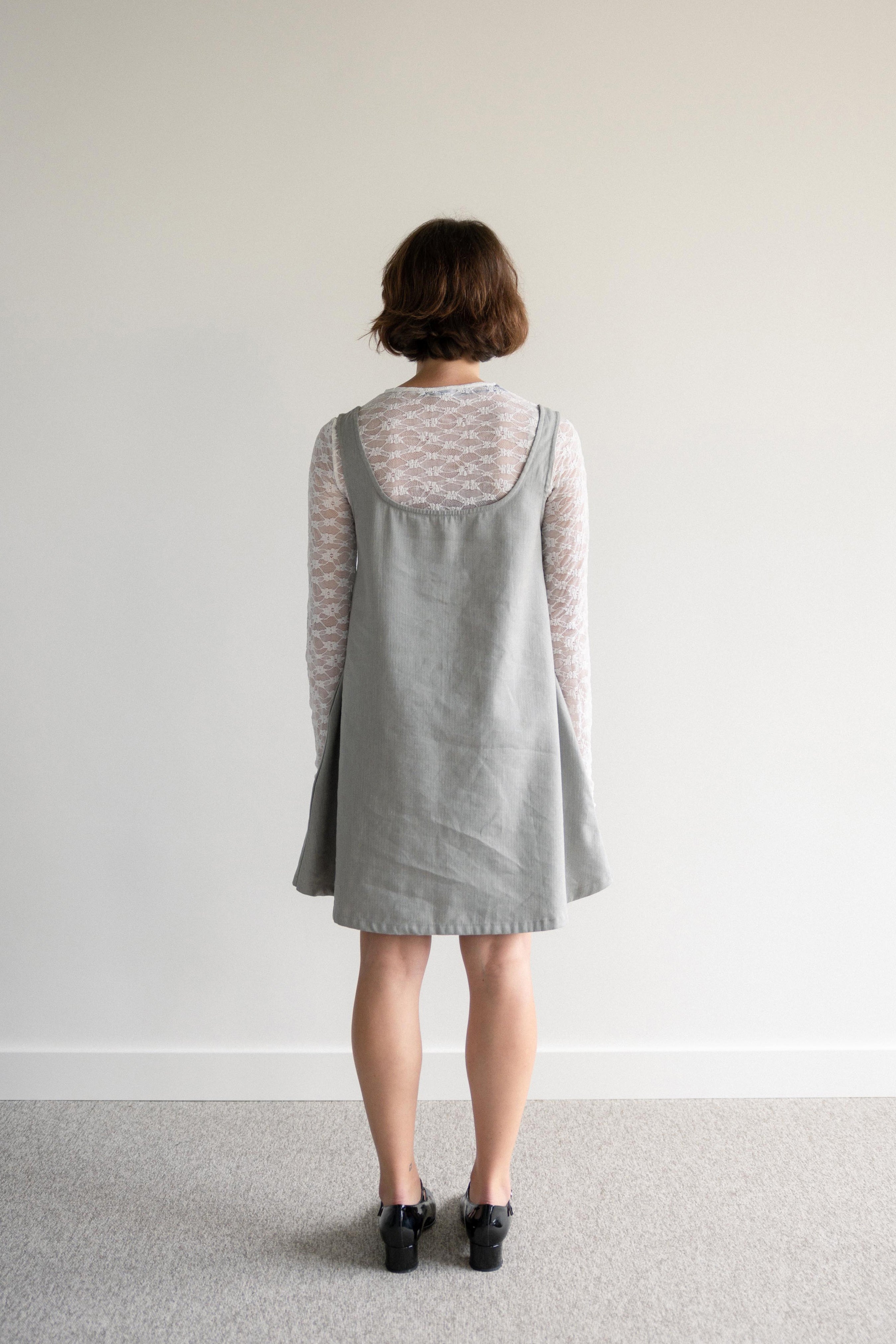 Flared Short Dress Grey