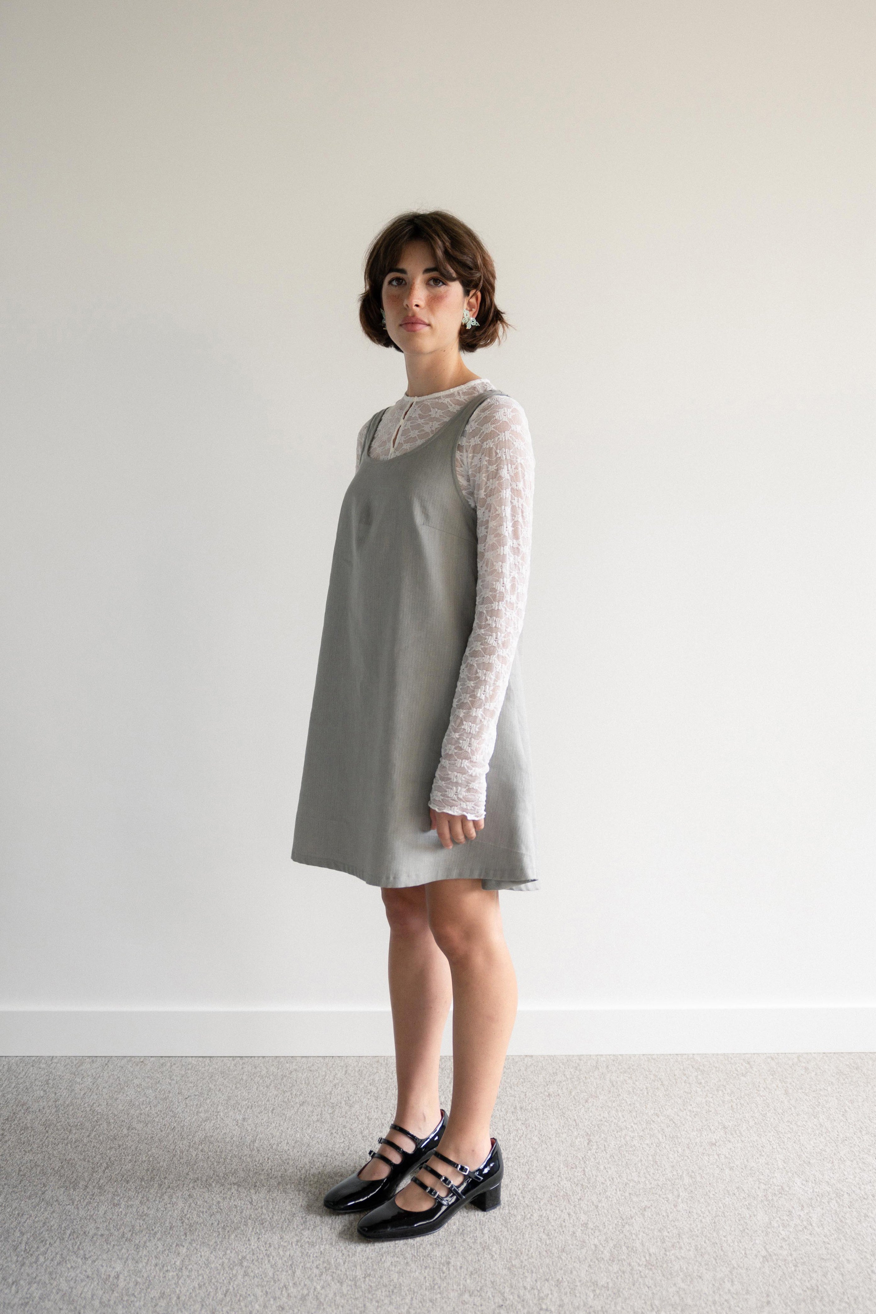 Flared Short Dress Grey