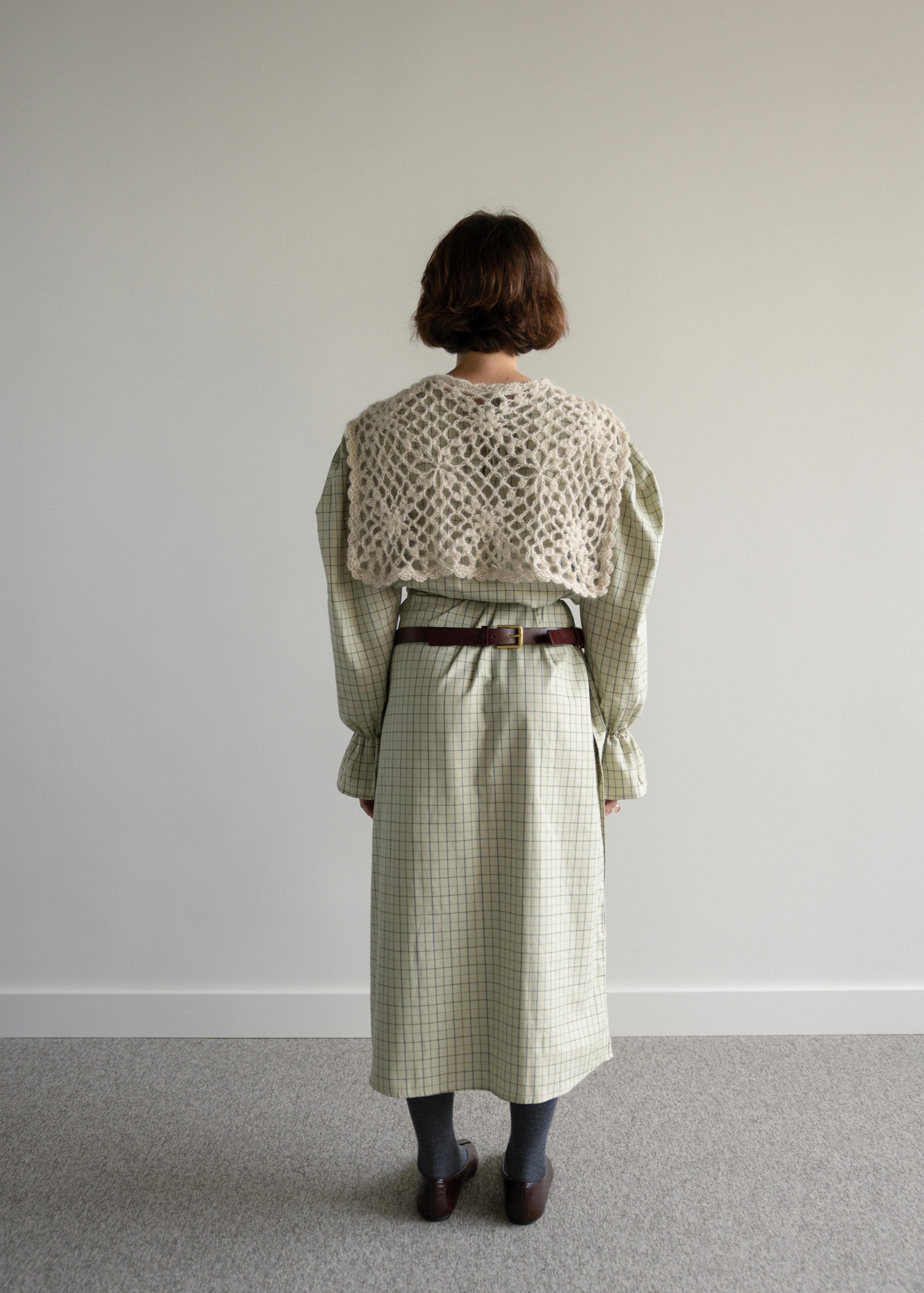 Vestido Midi com Cinto Quadrados Verde