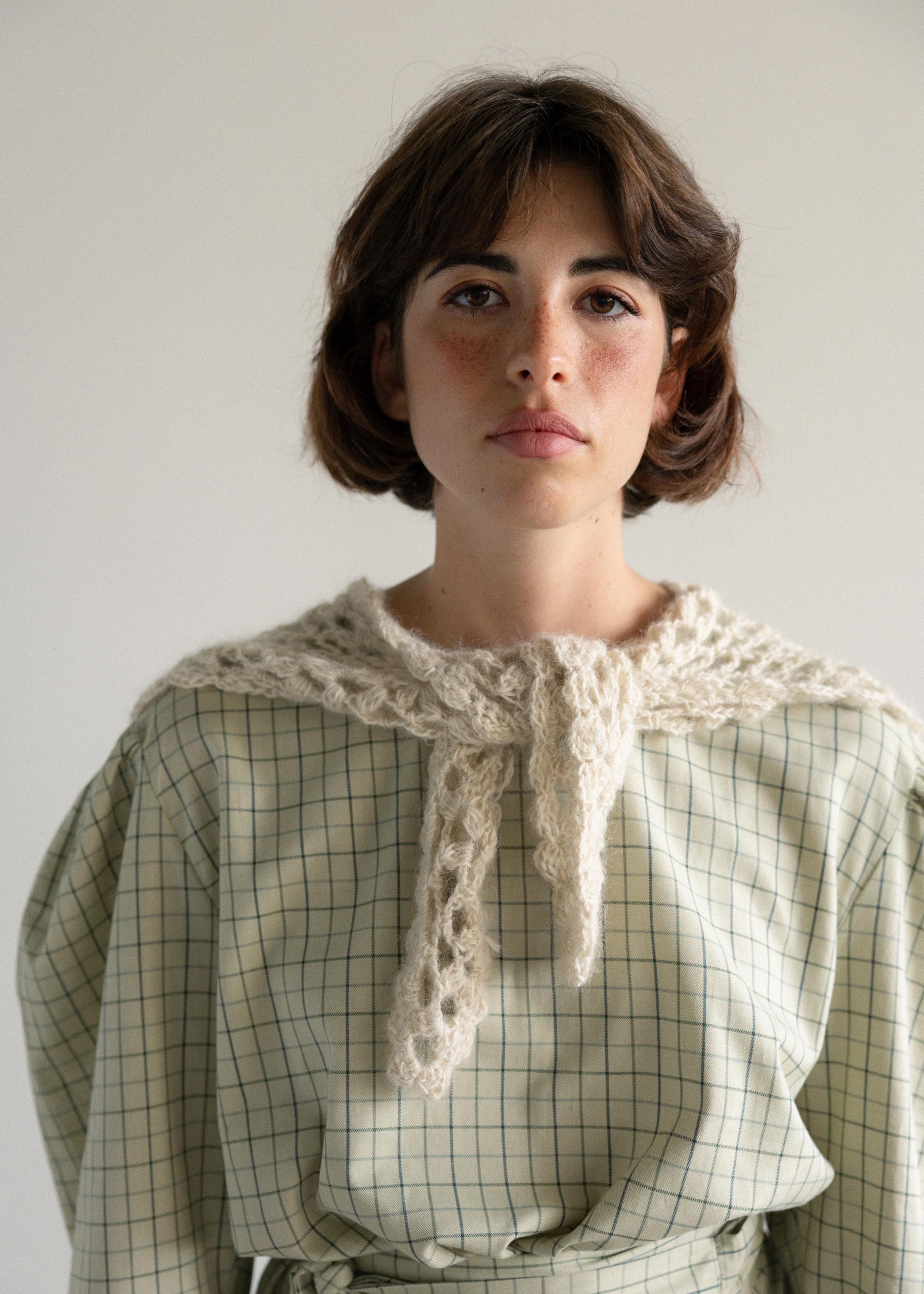 Vestido Midi com Cinto Quadrados Verde