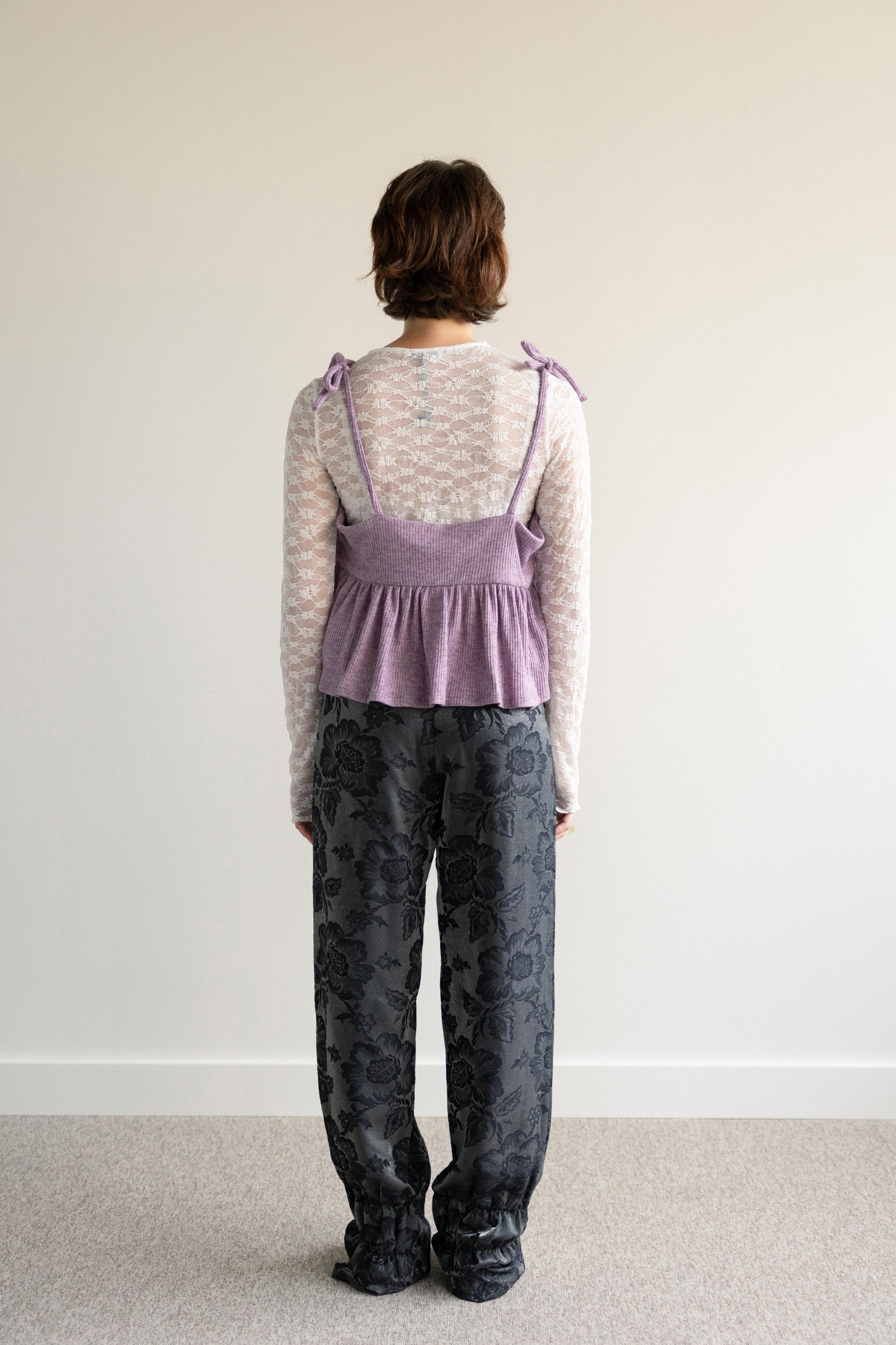Top Alças Peplum Malha Lilás