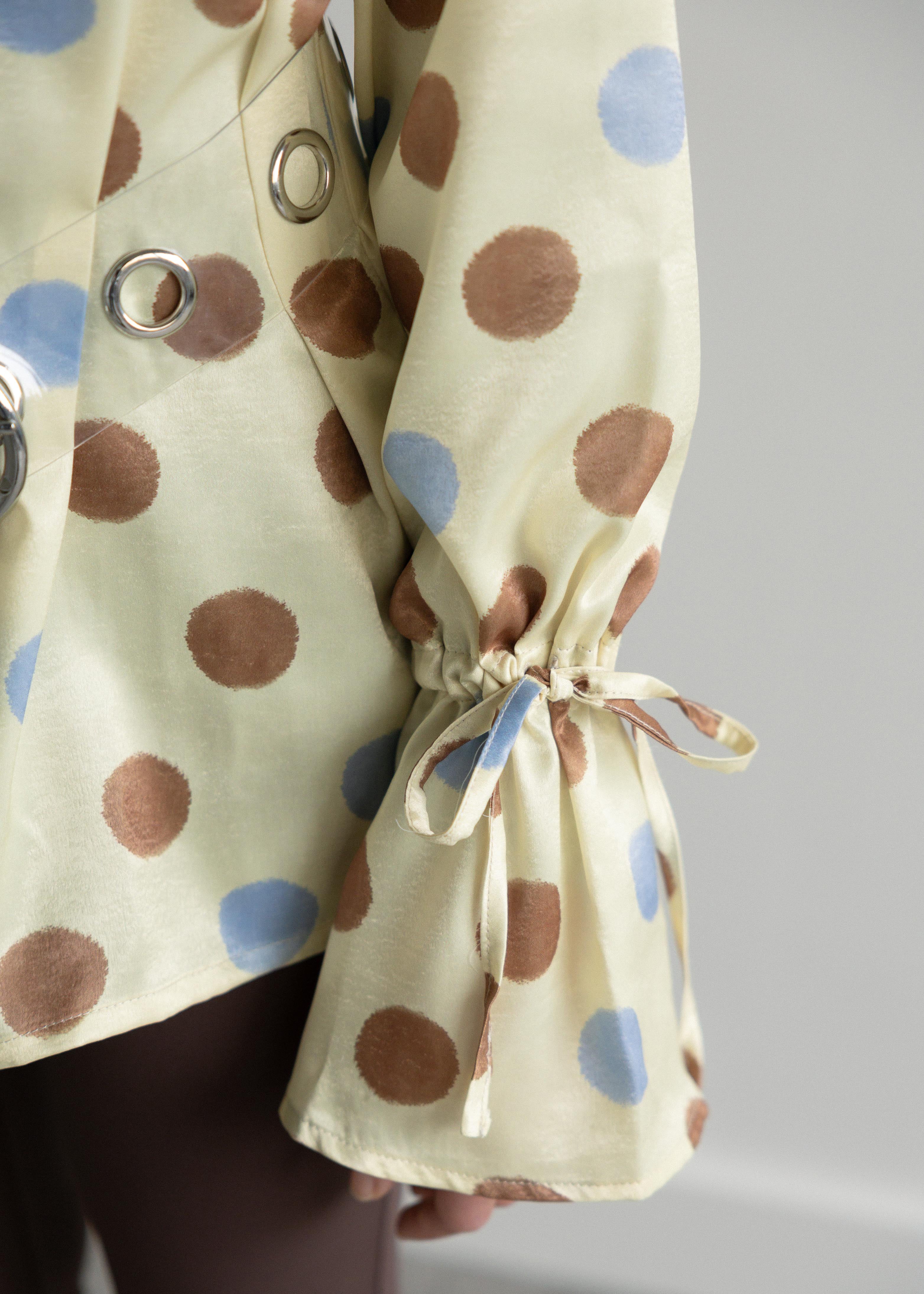 Camisa Mangas com Atilhos Polka Dots