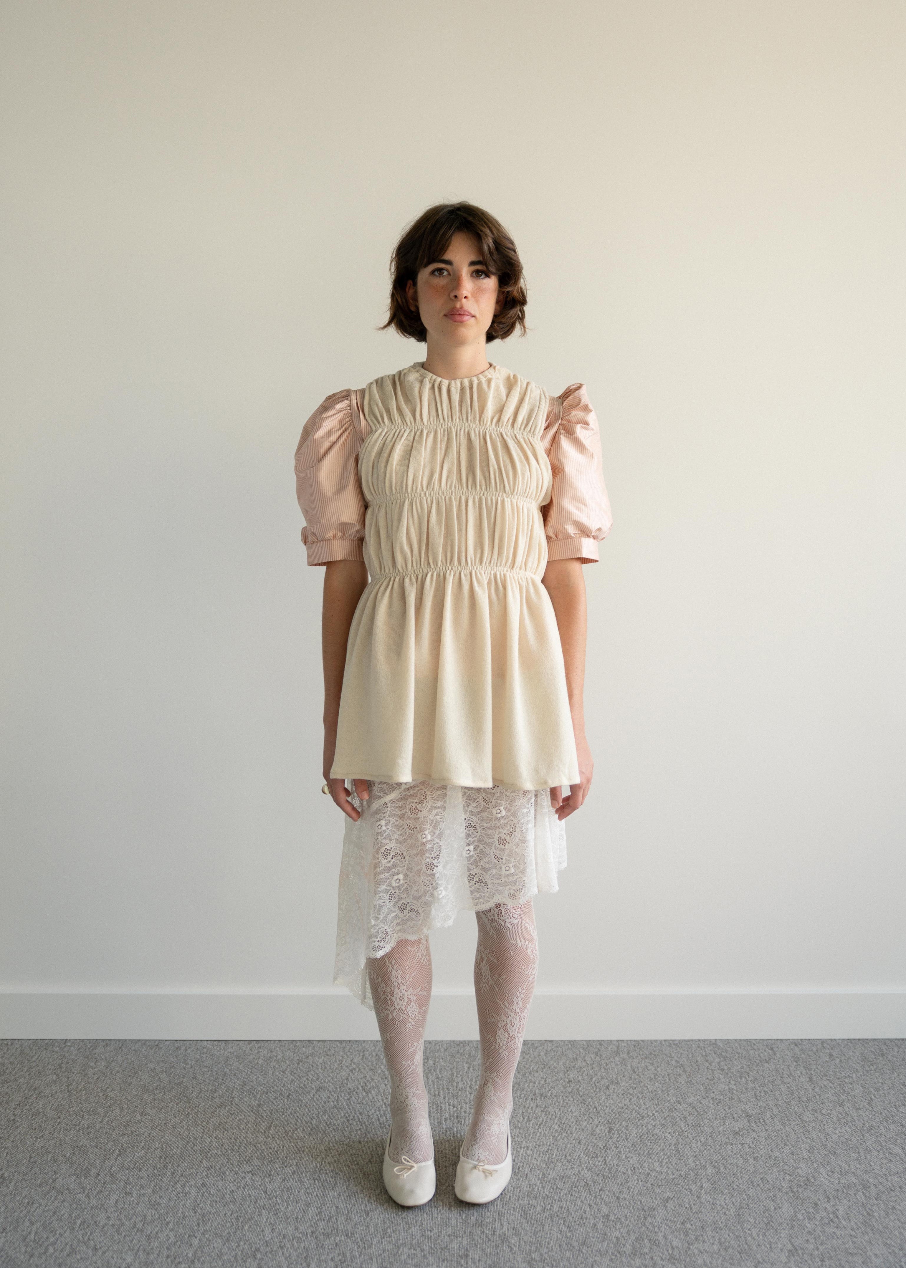 Colete Franzido Comprido Malha Cru