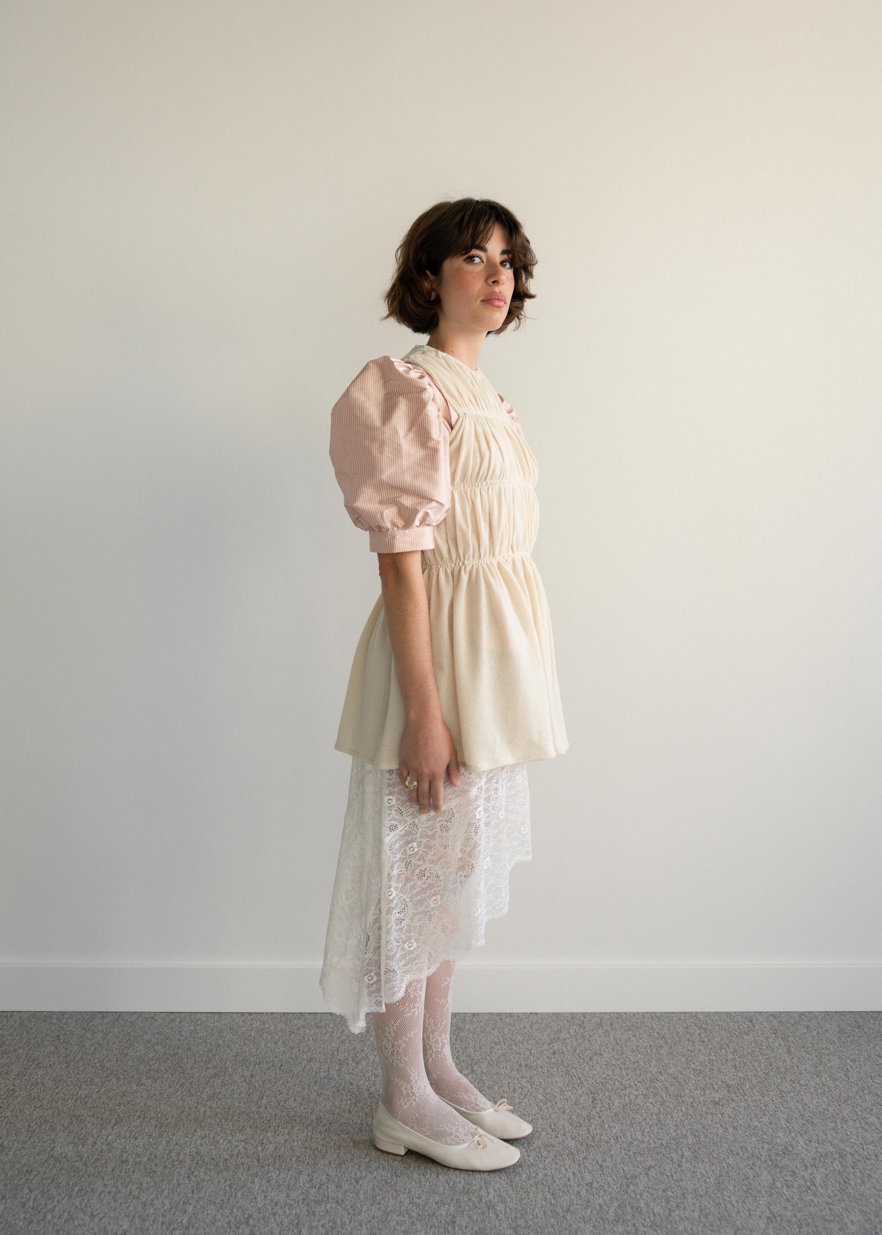 Colete Franzido Comprido Malha Cru