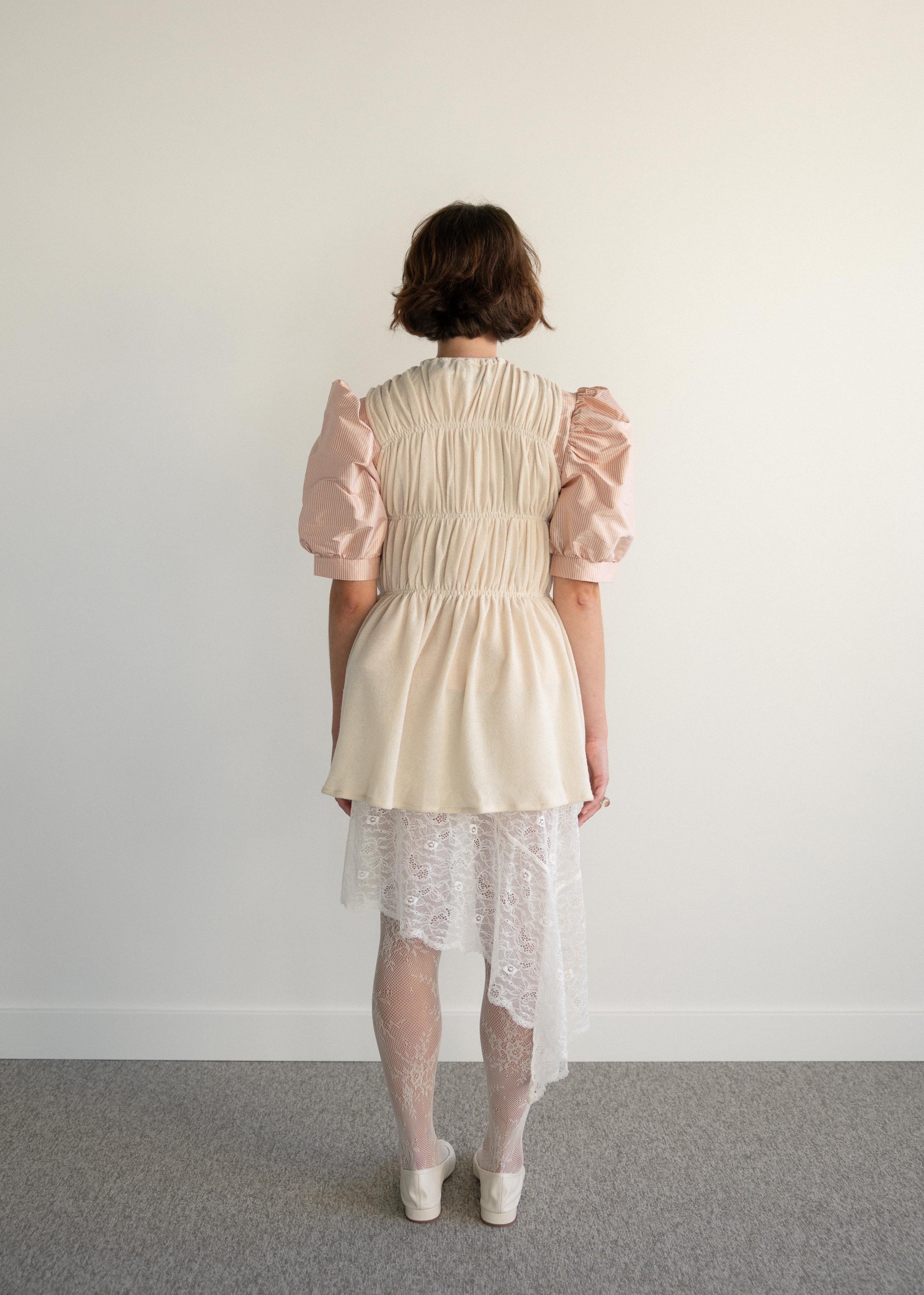 Colete Franzido Comprido Malha Cru