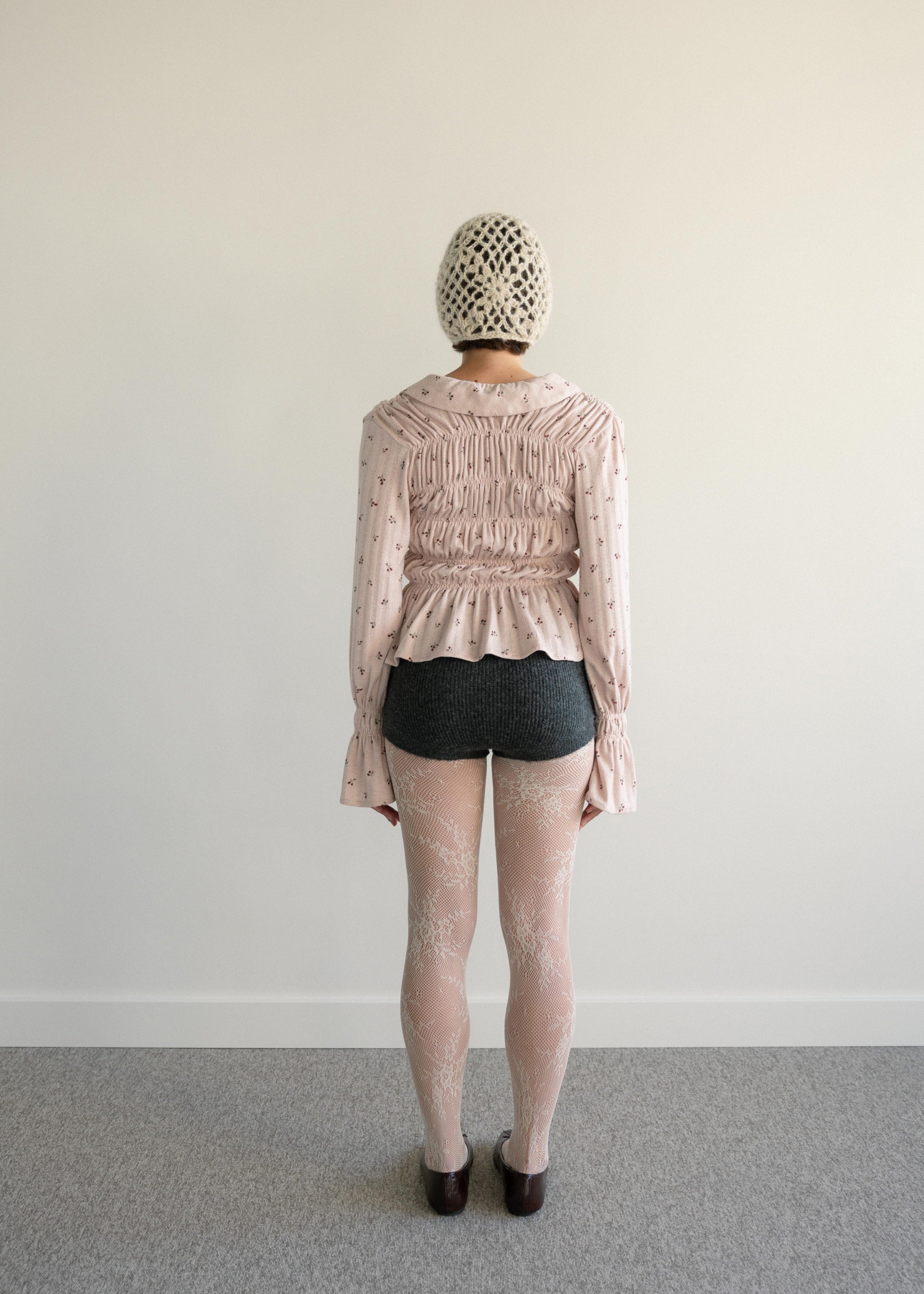 Camisa Franzida com Botões Malha Rosa