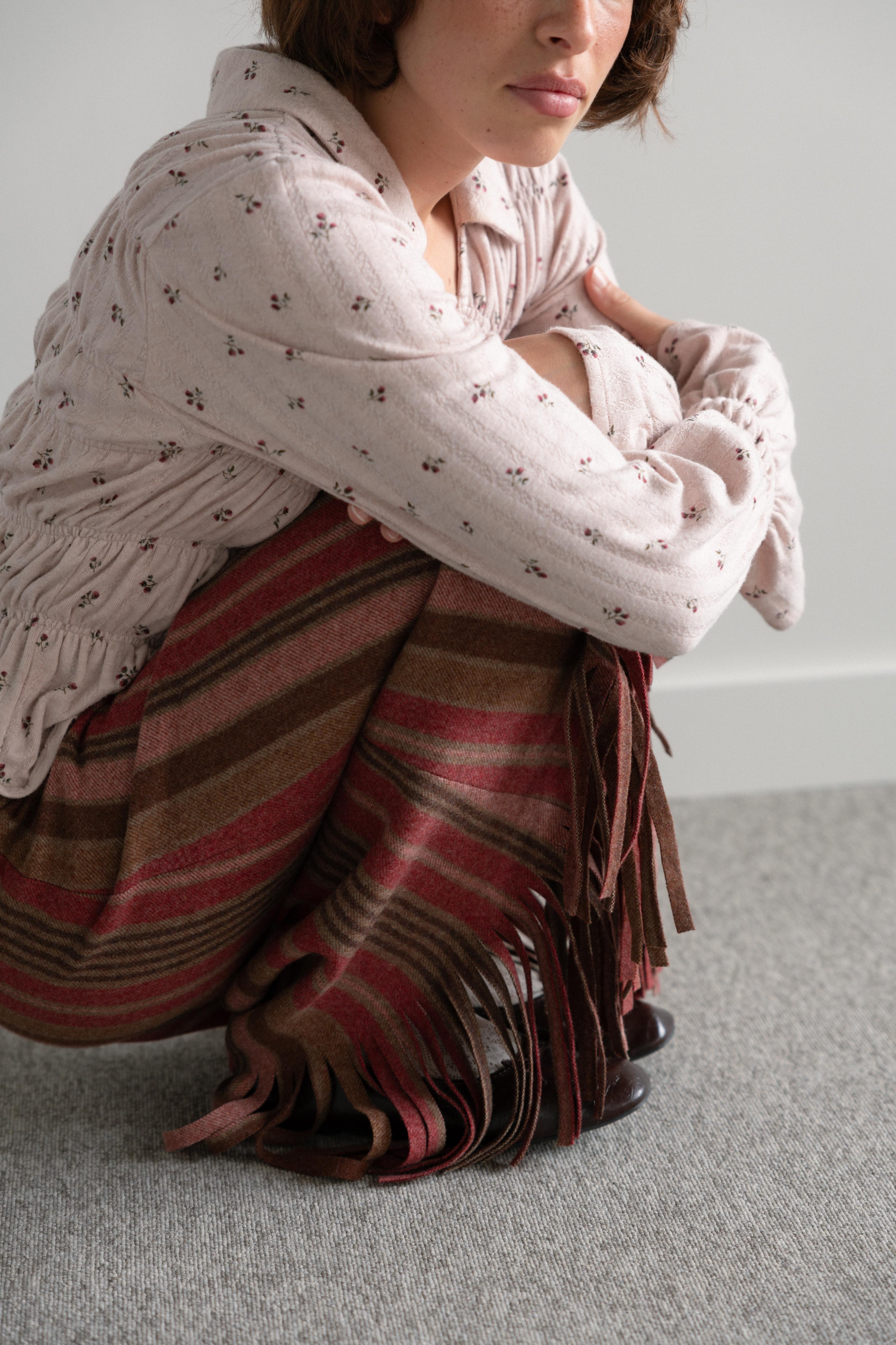 Saia Midi com Franjas Fazenda