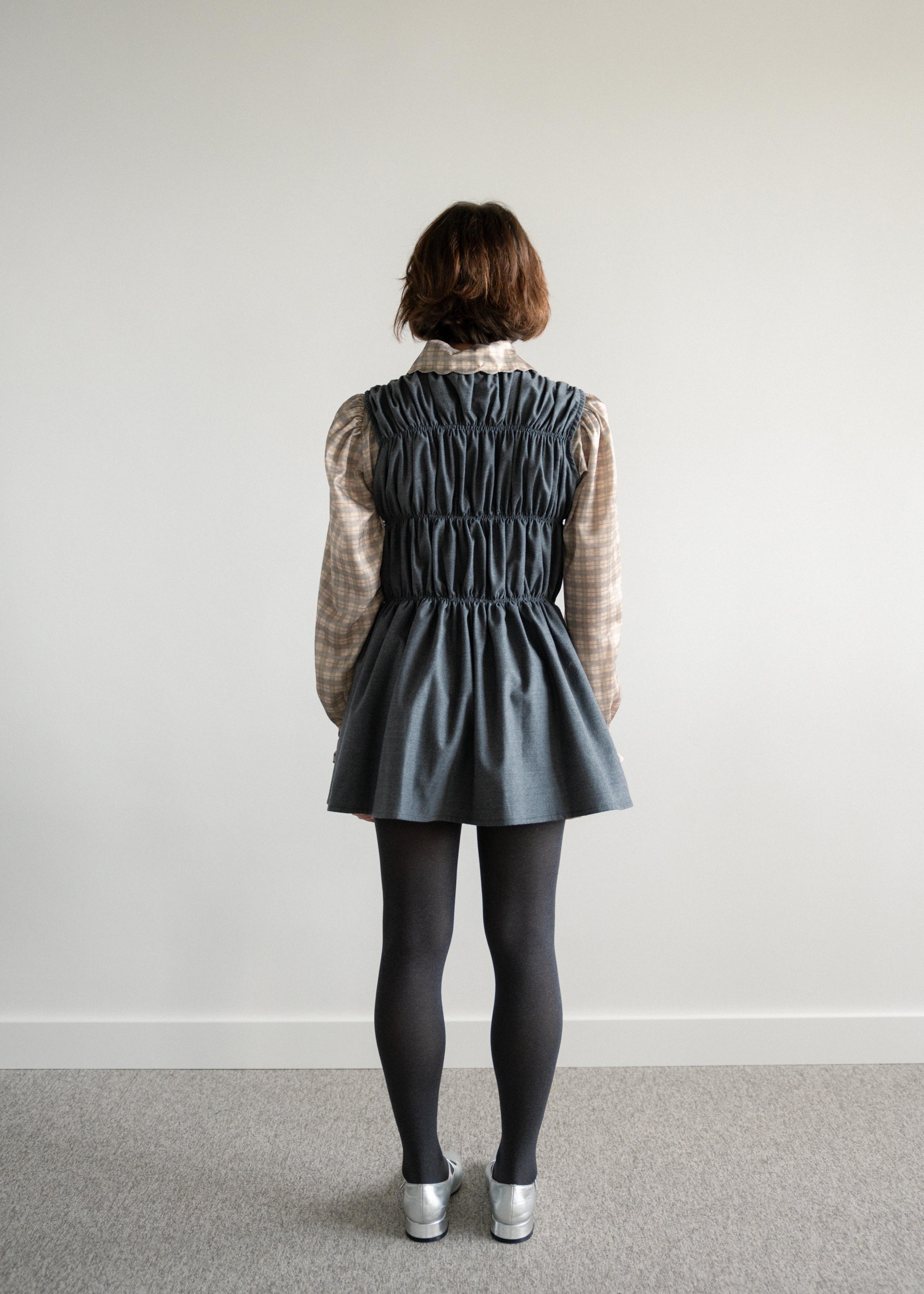 Colete Franzido Comprido Fazenda Cinza